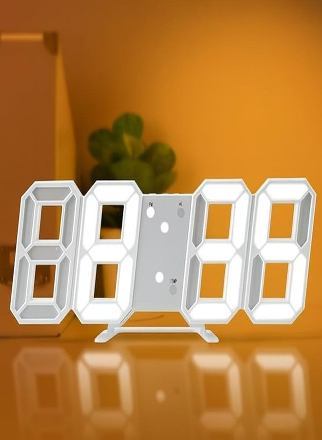 Dangfly Digital Led Clock Acryalic 3D LED Digital Wall Clock Digital Clock Wall Hanging,Auto-Adjustable Brightness,at Night12/24Hr Works on Electricity, Bedroom (Pack of 1), White - Image 1